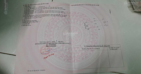 Bán lô đất cách thị xã Gò Công 7km, DT 6m*21m, (124,9m2) thổ cư 100m2 giá 290tr. LH: 0901311178