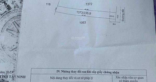 Cần bán đất tại khu phố Hòa Lợi An Hòa, Trảng Bàng giá 1 tỷ 2