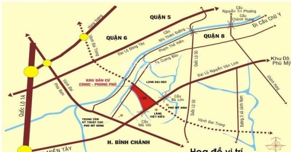 Bán nền biệt thự 13B Conic Nguyễn Văn Linh 144m2(8*18m), giá 57.5 triệu/m2