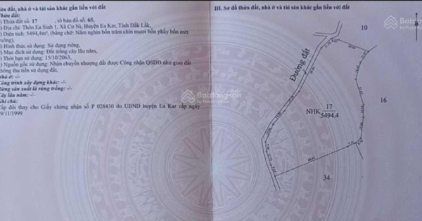 Chính chủ cần bán đất thuộc Ea Kar, Đăk Lắk. Đất bằng phẳng, đang có điều Diện tích 5400m²