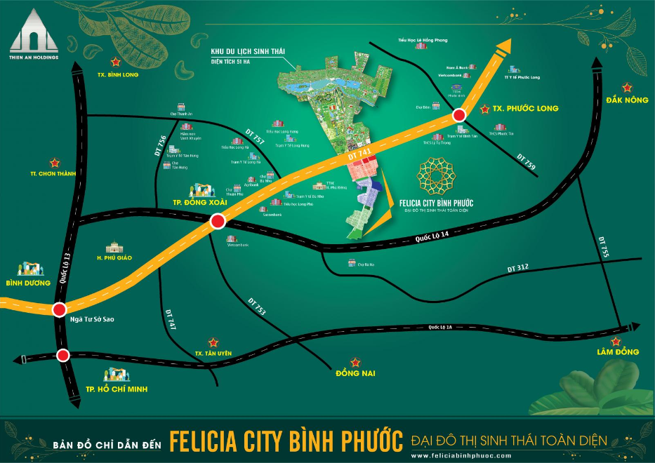 Vị trí dự án Fecilia City Bình Phước