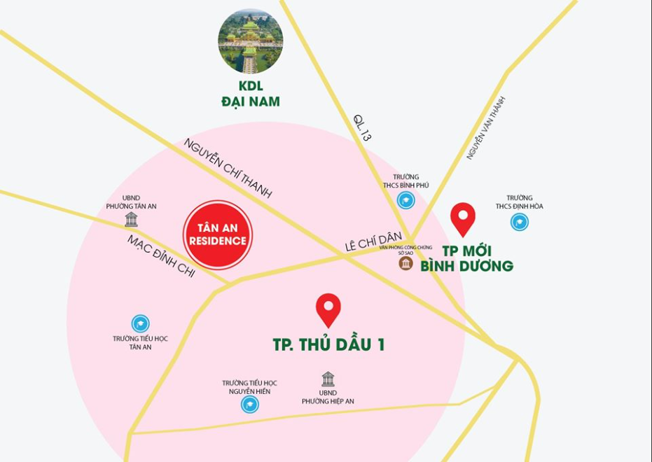 Vị trí dự án Tân An Residence trên bản đồ