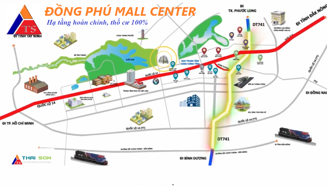 Vị trí dự án Đồng Phú Mall Center trên bản đồ