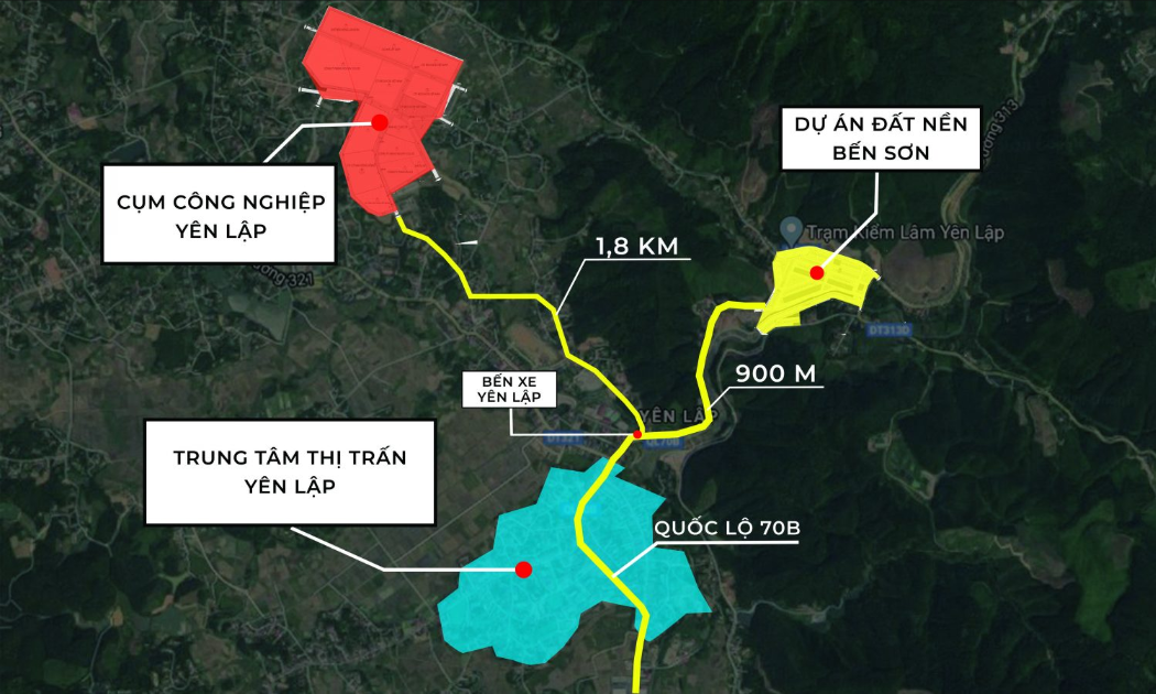 Vị trí dự án Khu dân cư Bến Sơn Yên Lập