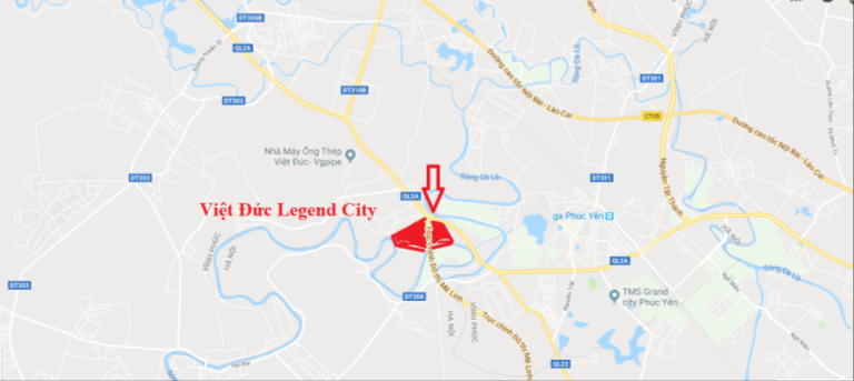 Vị trí dự án KĐT Việt Đức Legend City trên bản đồ